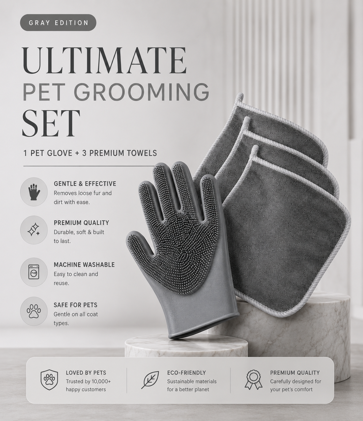 Ultimate Grooming Kit – Glove + 3 Towels