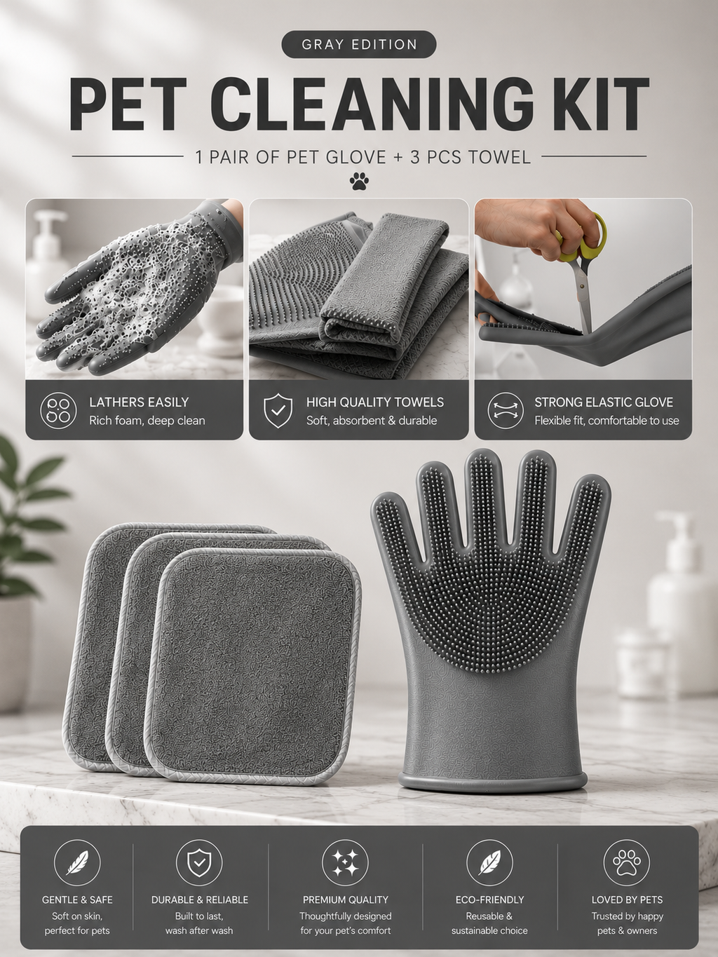 Ultimate Grooming Kit – Glove + 3 Towels