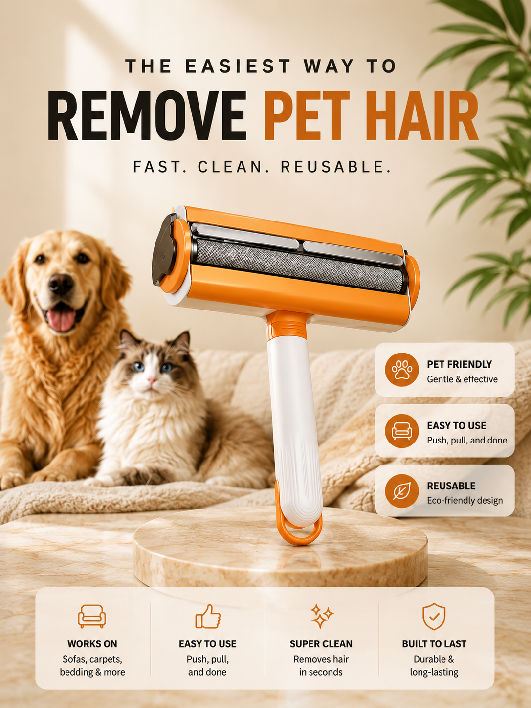Reusable Pet Hair Remover Roller